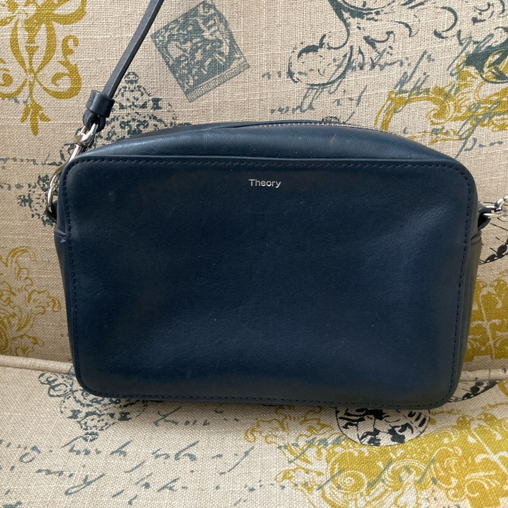 Theory Navy Leather Cross body leather bag